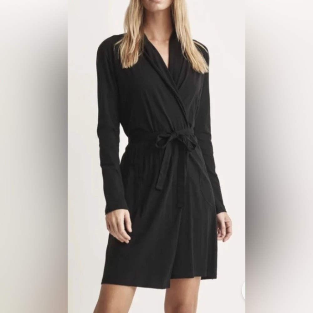 Skin Cotton Pima Wrap Black Robe Size 1 Small